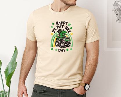 brand:Bella Canvas|color:Soft Cream|St Patricks Day Dinosaur Graphic T-Shirt