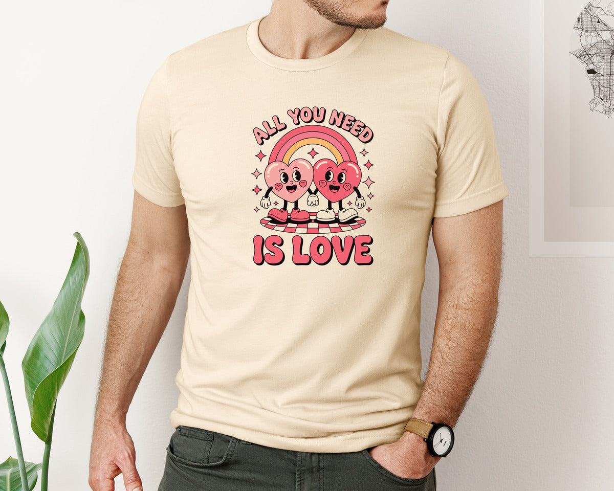 brand:Bella Canvas|color:Soft Cream|All You Need Is Love T Shirt Graphic T-Shirt