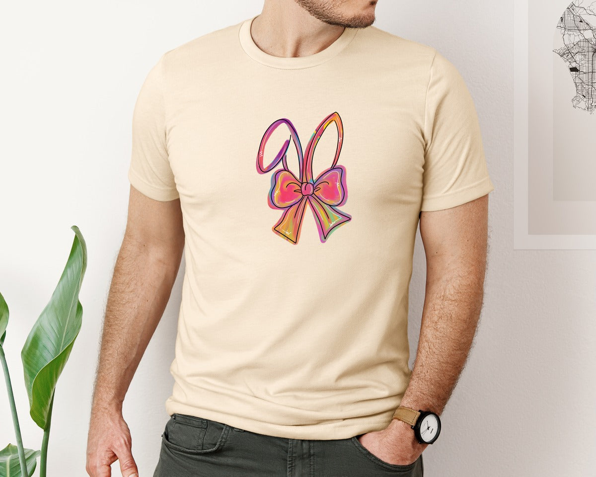 brand:Bella Canvas|color:Soft Cream|Coquette Easter Bunny Easter 2 Graphic T-Shirt