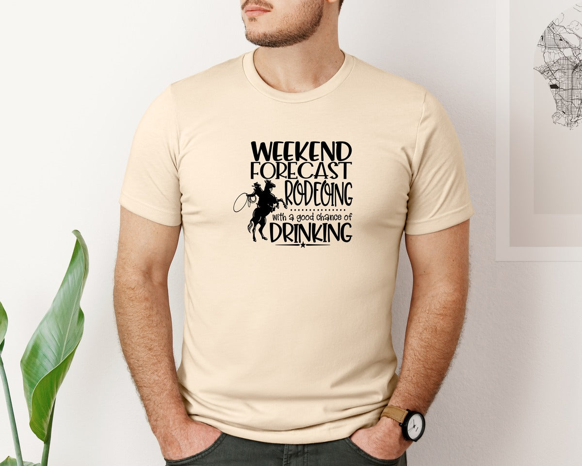 brand:Bella Canvas|color:Soft Cream|Weekend Forcast Rodeo Rodeoing Graphic T-Shirt