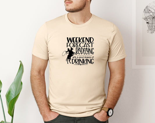 Weekend Forcast Rodeo Rodeoing Graphic T-Shirt