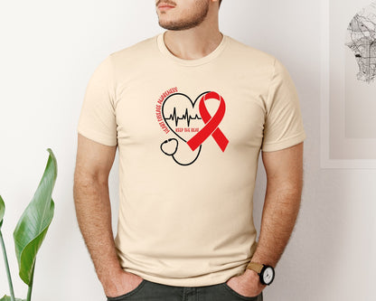 brand:Bella Canvas|color:Soft Cream|Heart Disease Awareness Keep The Beat 2 Graphic T-Shirt