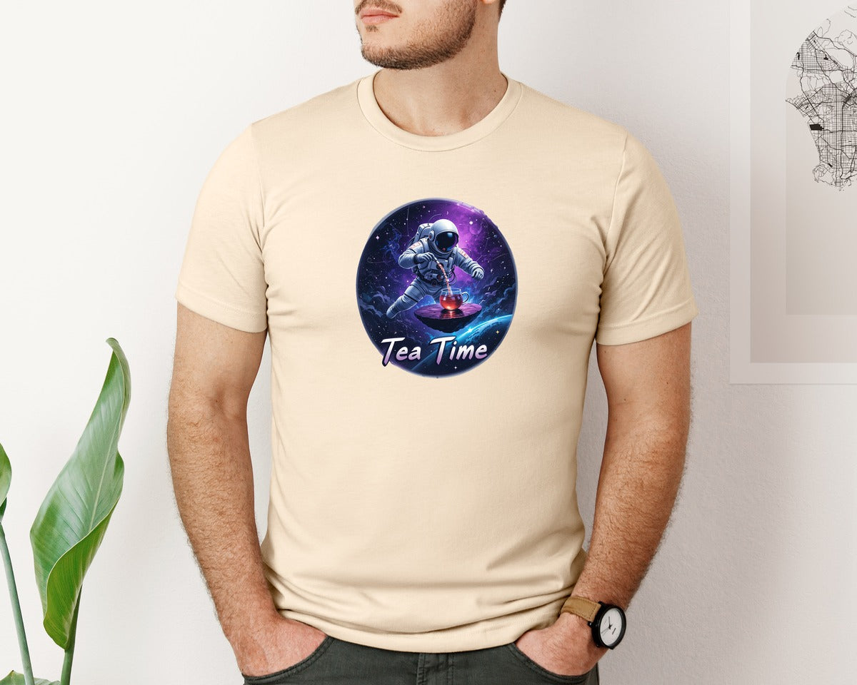 brand:Bella Canvas|color:Soft Cream|Astronaut Tea Time In Space T Shirt Graphic T-Shirt