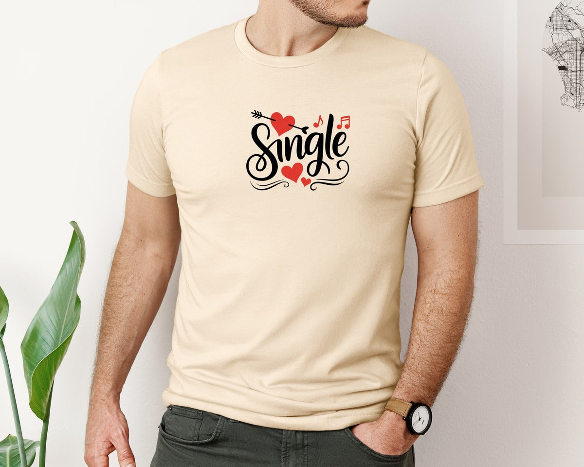 brand:Bella Canvas|color:Soft Cream|Single Valentine Heart Heart Music Graphic T-Shirt