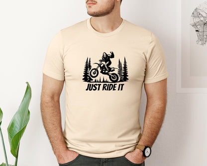 brand:Bella Canvas|color:Soft Cream|Funny Bigfoot Dirt Bike Motocross Graphic T-Shirt