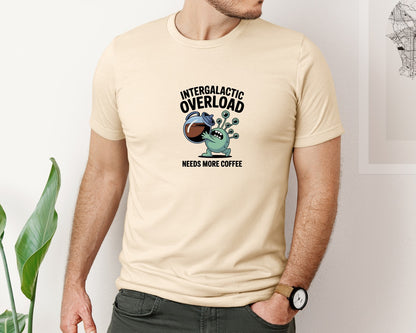 brand:Bella Canvas|color:Soft Cream|Funny Alien Coffee Overload 3 Graphic T-Shirt
