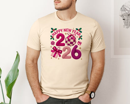 brand:Bella Canvas|color:Soft Cream|Happy New Year 2026 Pngcrochet Yarn 2 Graphic T-Shirt