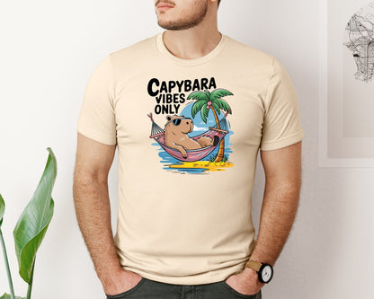 brand:Bella Canvas|color:Soft Cream|Capybara Vibes Only Summer T Shirt Print Graphic T-Shirt