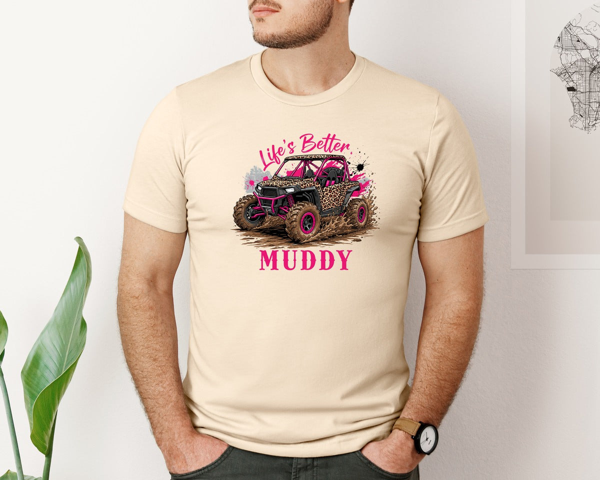 brand:Bella Canvas|color:Soft Cream|Leopard Mudding Side By Side Girly Graphic T-Shirt