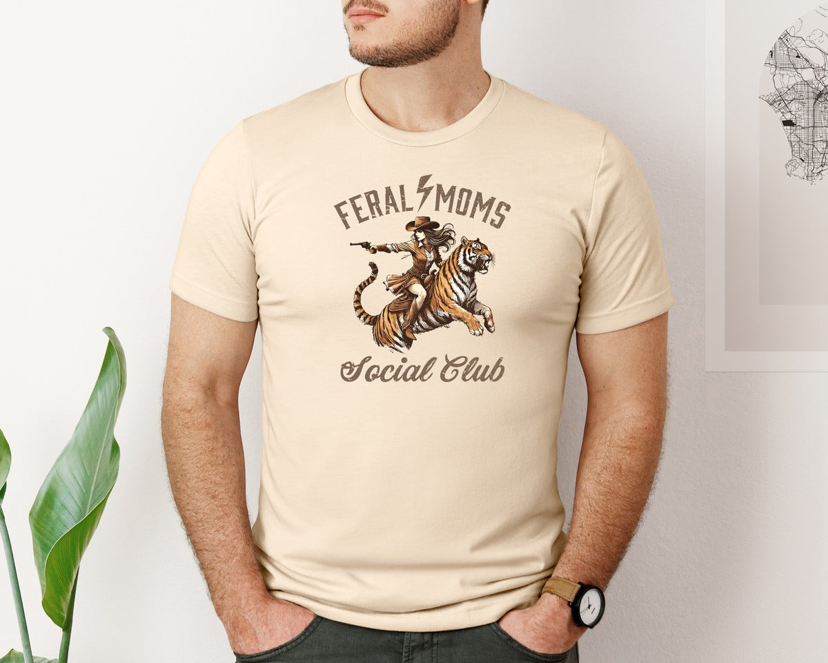 brand:Bella Canvas|color:Soft Cream|Western Mothers Day Feral Moms Club Graphic T-Shirt