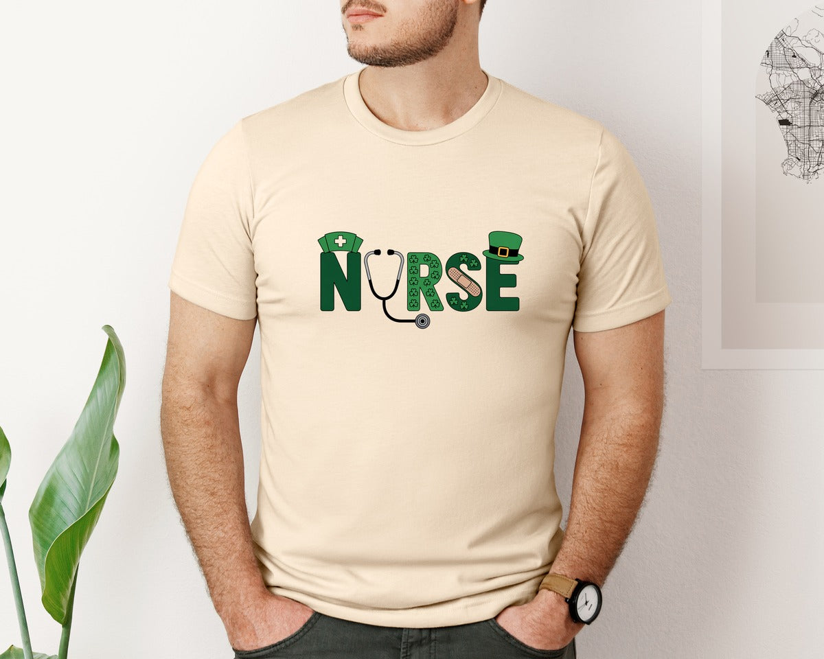 brand:Bella Canvas|color:Soft Cream|Lucky Nurse St Patricks Day 11 Graphic T-Shirt