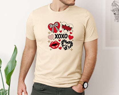 brand:Bella Canvas|color:Soft Cream|Valentine Xox Varsity Valentines Graphic T-Shirt