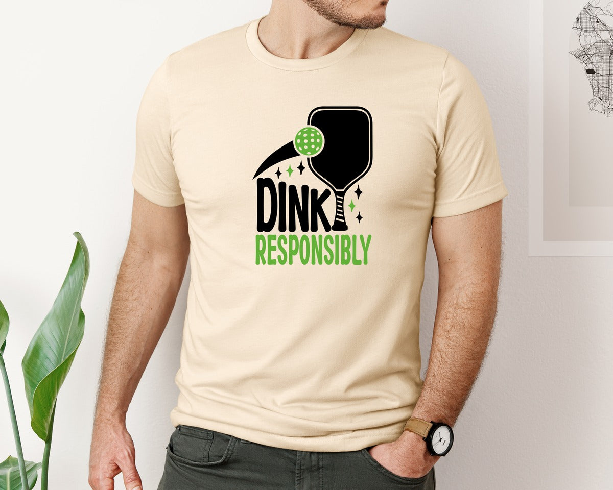 brand:Bella Canvas|color:Soft Cream|Dink Responsibly Pickleball Graphic T-Shirt