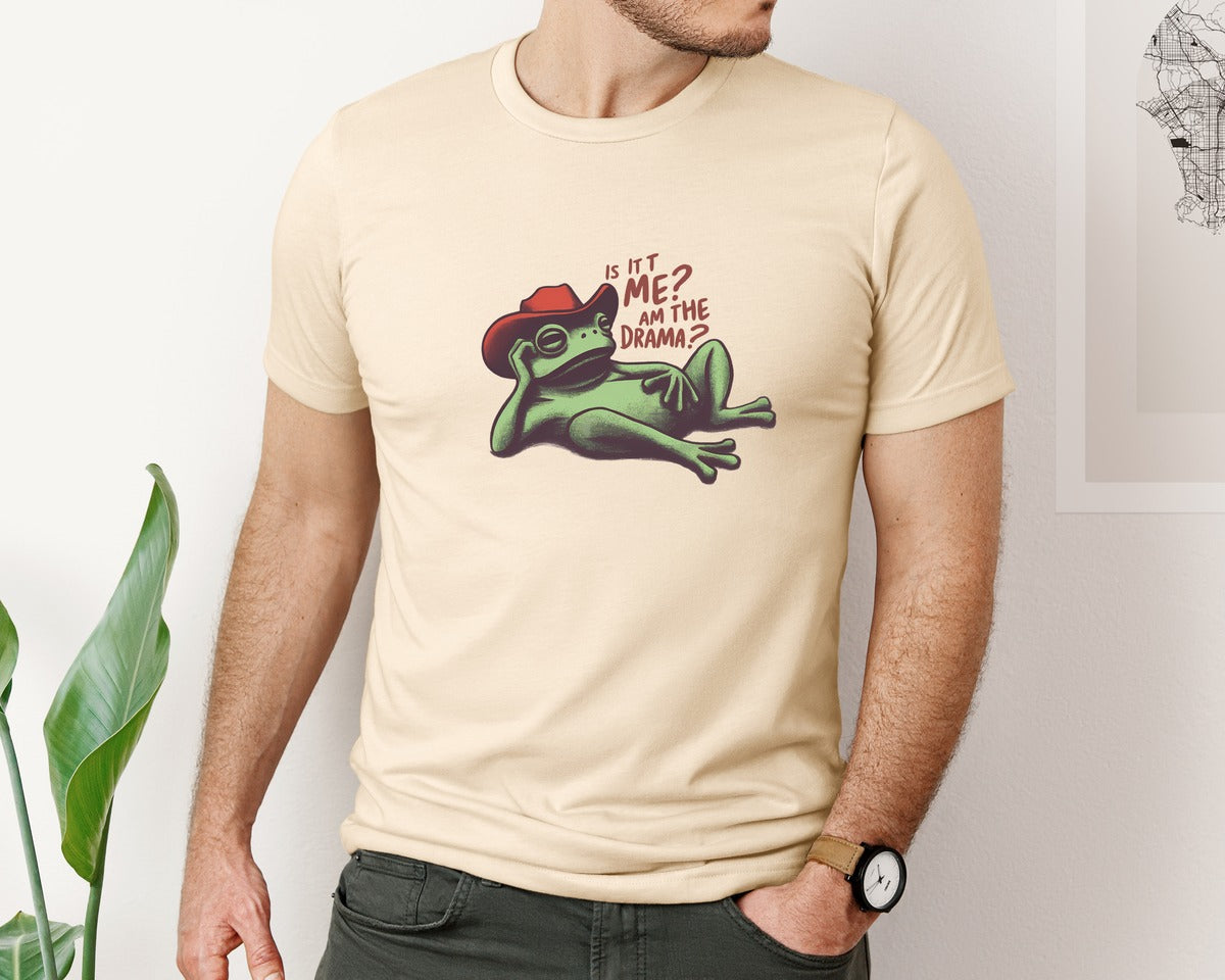 brand:Bella Canvas|color:Soft Cream|Drama Frog Funny Cowboy Aesthetic Graphic T-Shirt