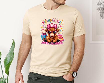 brand:Bella Canvas|color:Soft Cream|Birthday Highland Cow Graphic T-Shirt