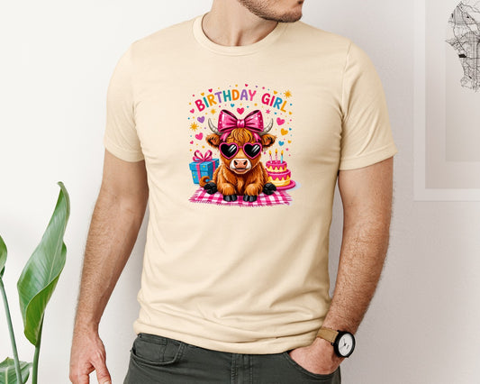 Birthday Highland Cow Graphic T-Shirt