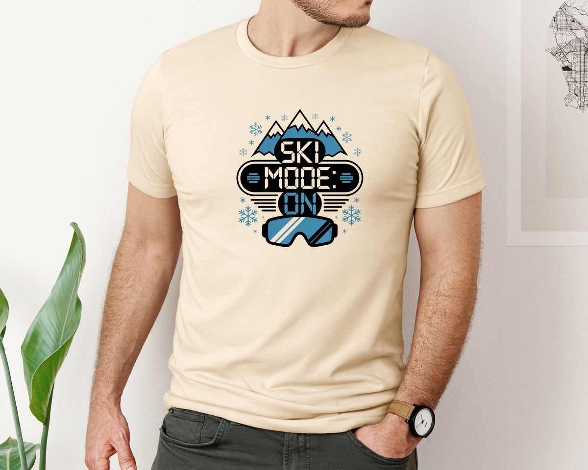 brand:Bella Canvas|color:Soft Cream|Ski Mode On Winter Adventure Graphic T-Shirt