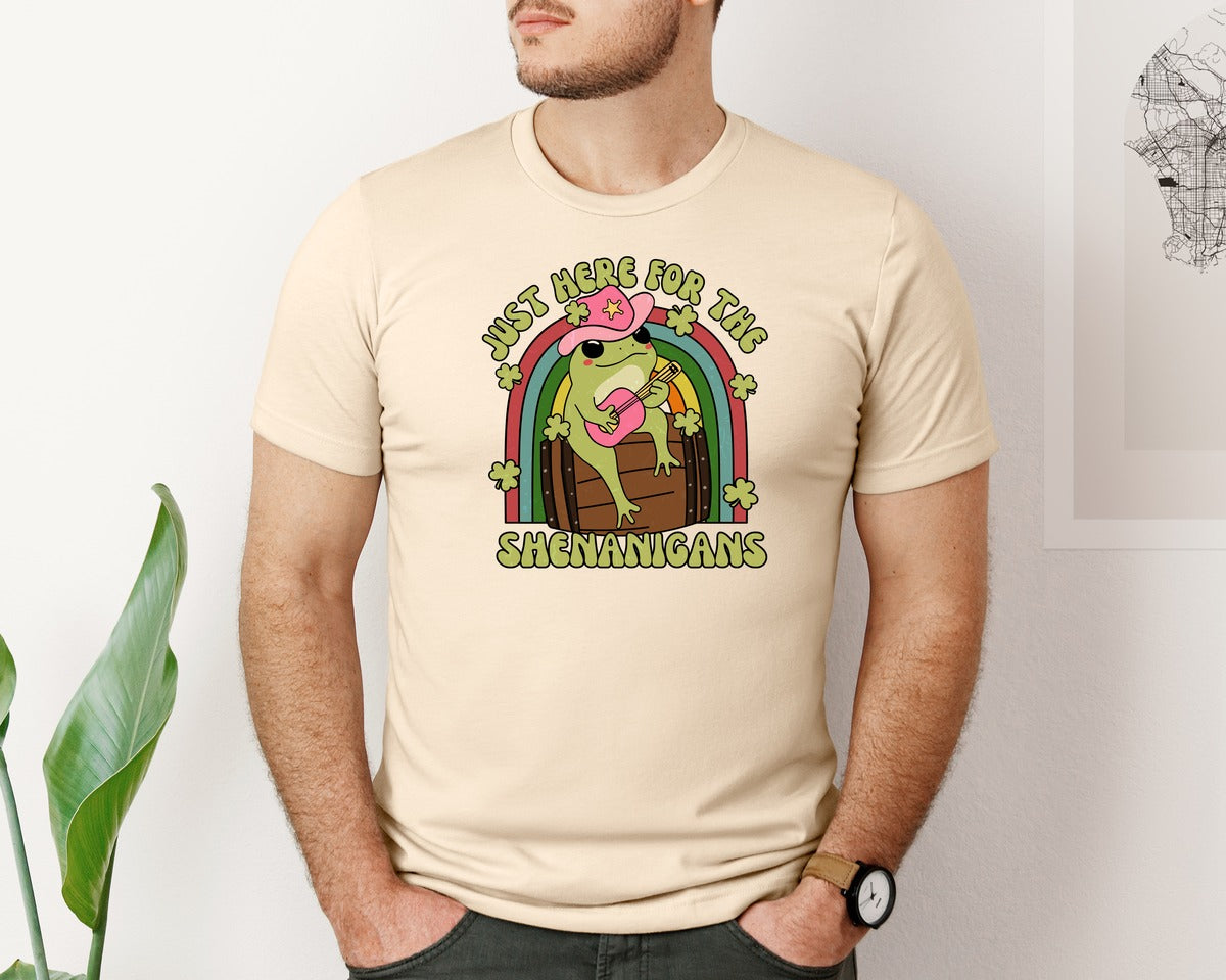 brand:Bella Canvas|color:Soft Cream|Just Here For The Shenanigans Graphic T-Shirt