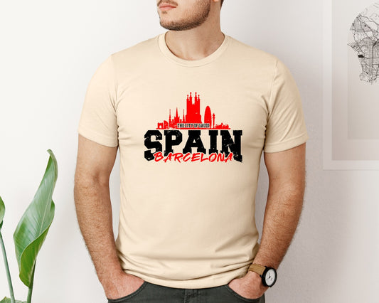 Distressed Barcelona Spain Shirt Graphic T-Shirt