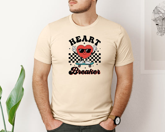 Heart Breaker Retro Boy Valentines Day Graphic T-Shirt