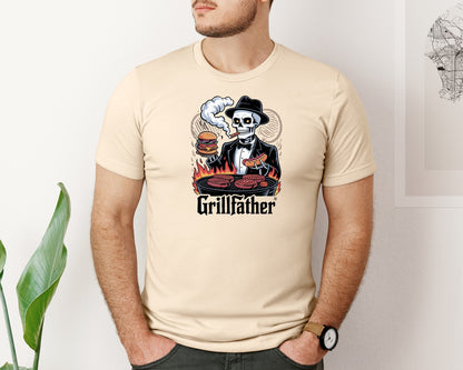 brand:Bella Canvas|color:Soft Cream|Grillfather Skeleton Mafia Bbq Des Graphic T-Shirt