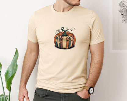 brand:Bella Canvas|color:Soft Cream|Fall Book Pumpkin Halloween Teacher 6 Graphic T-Shirt