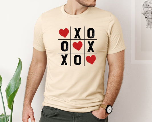 Valentine Tic Tac Toe Retro Heart Graphic T-Shirt