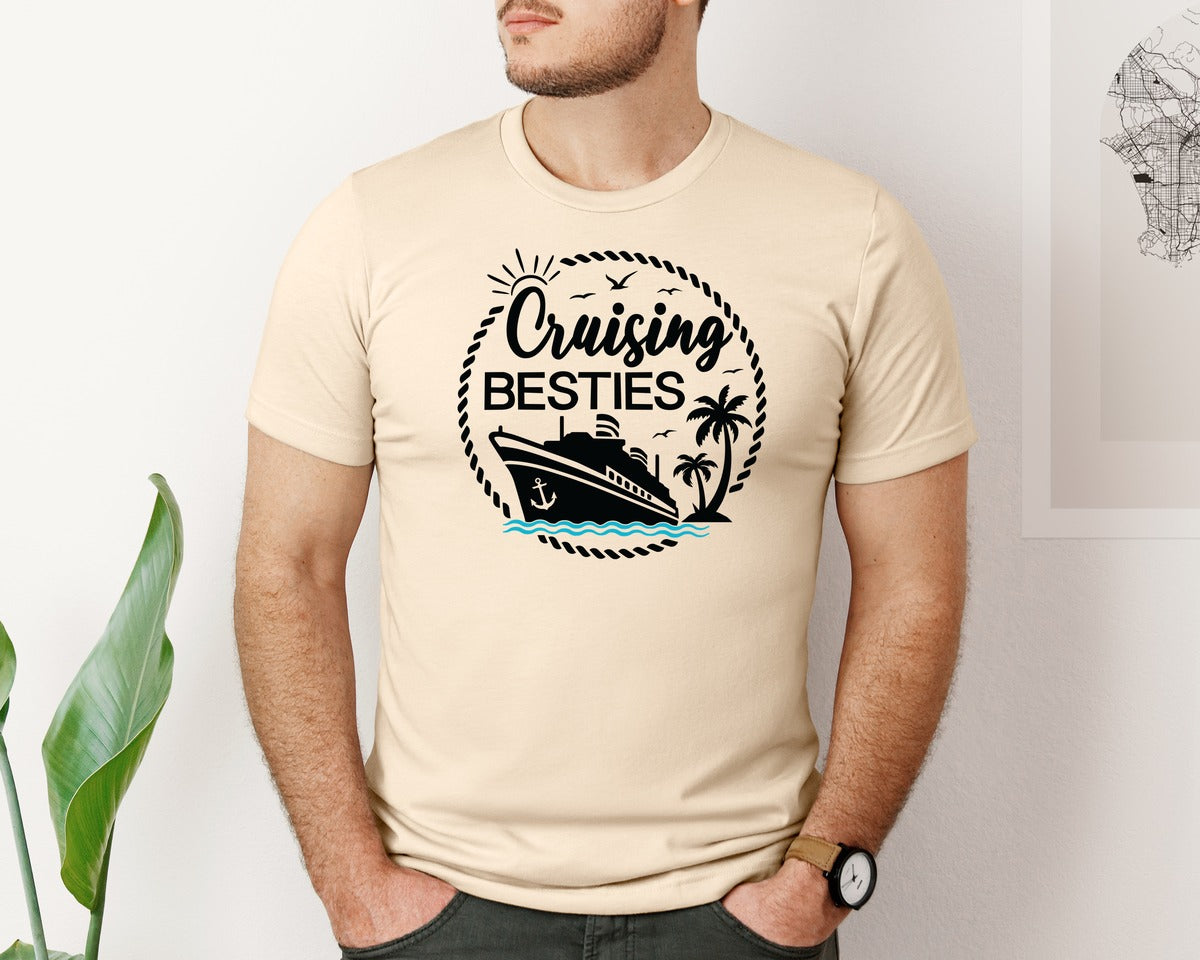 brand:Bella Canvas|color:Soft Cream|Cruise Cruising Besties Friend Graphic T-Shirt