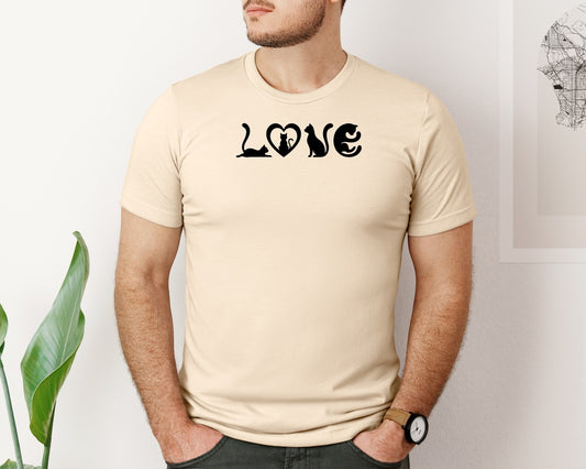 Black Cat Shapes Forming Love Graphic Graphic T-Shirt