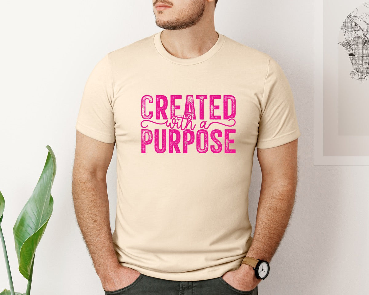 brand:Bella Canvas|color:Soft Cream|Created With A Purpose Christian Quote 4 Graphic T-Shirt