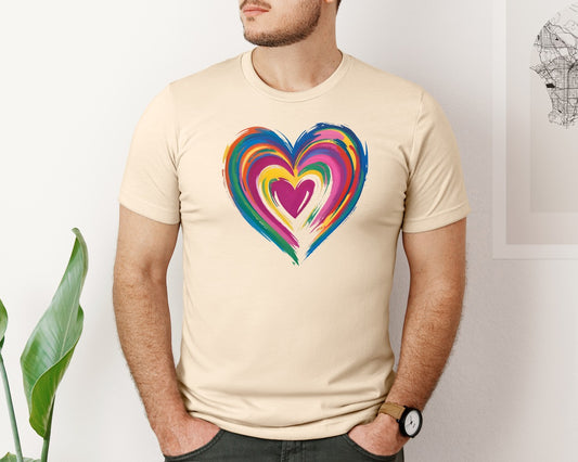 Brushstroke Valentines Day Heart Graphic T-Shirt