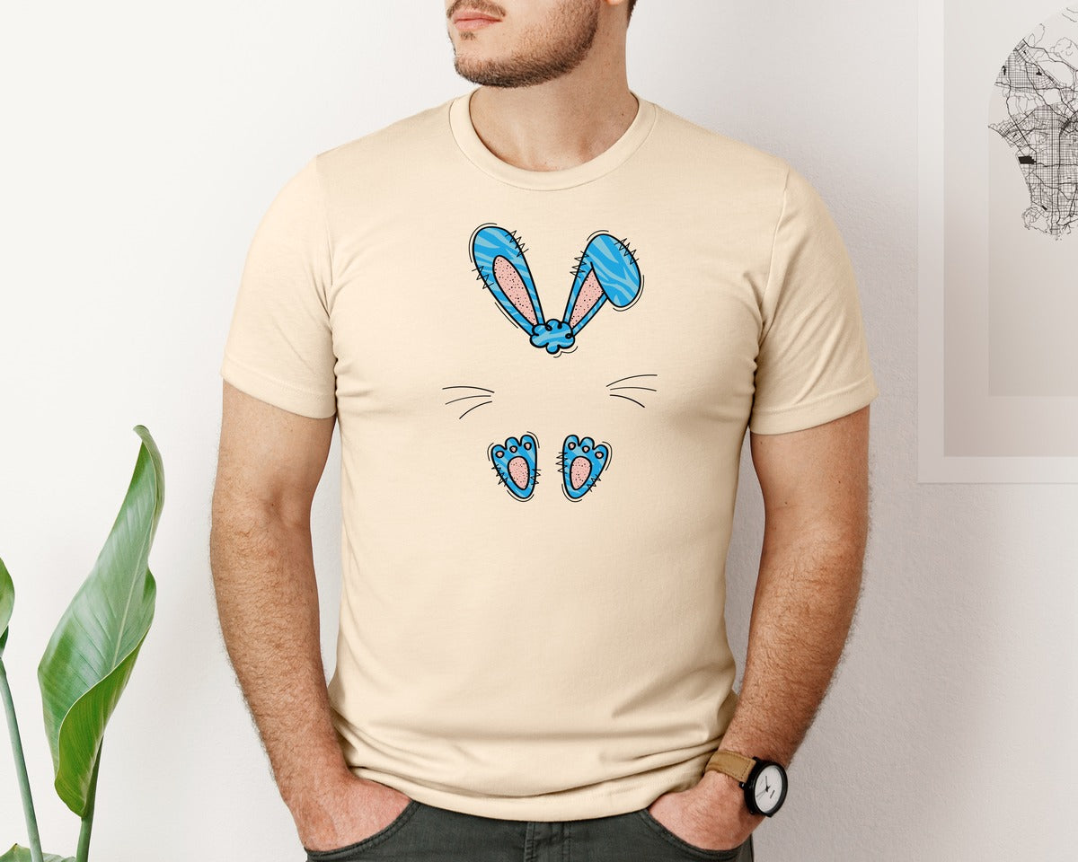brand:Bella Canvas|color:Soft Cream|Boys Easter Monogram Bunny Graphic T-Shirt
