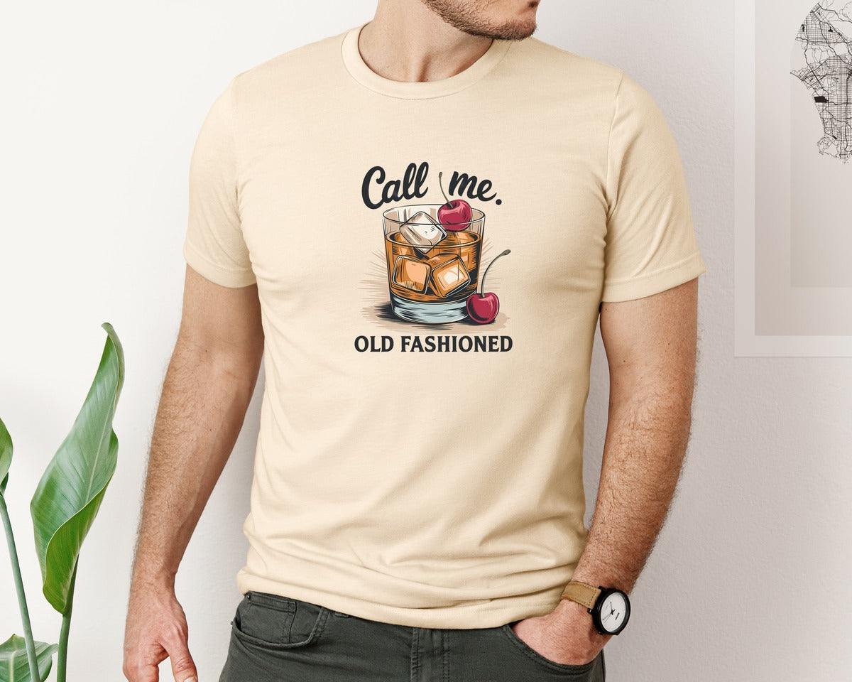 brand:Bella Canvas|color:Soft Cream|Call Me Old Fashioned Retro Whiskey 2 Graphic T-Shirt