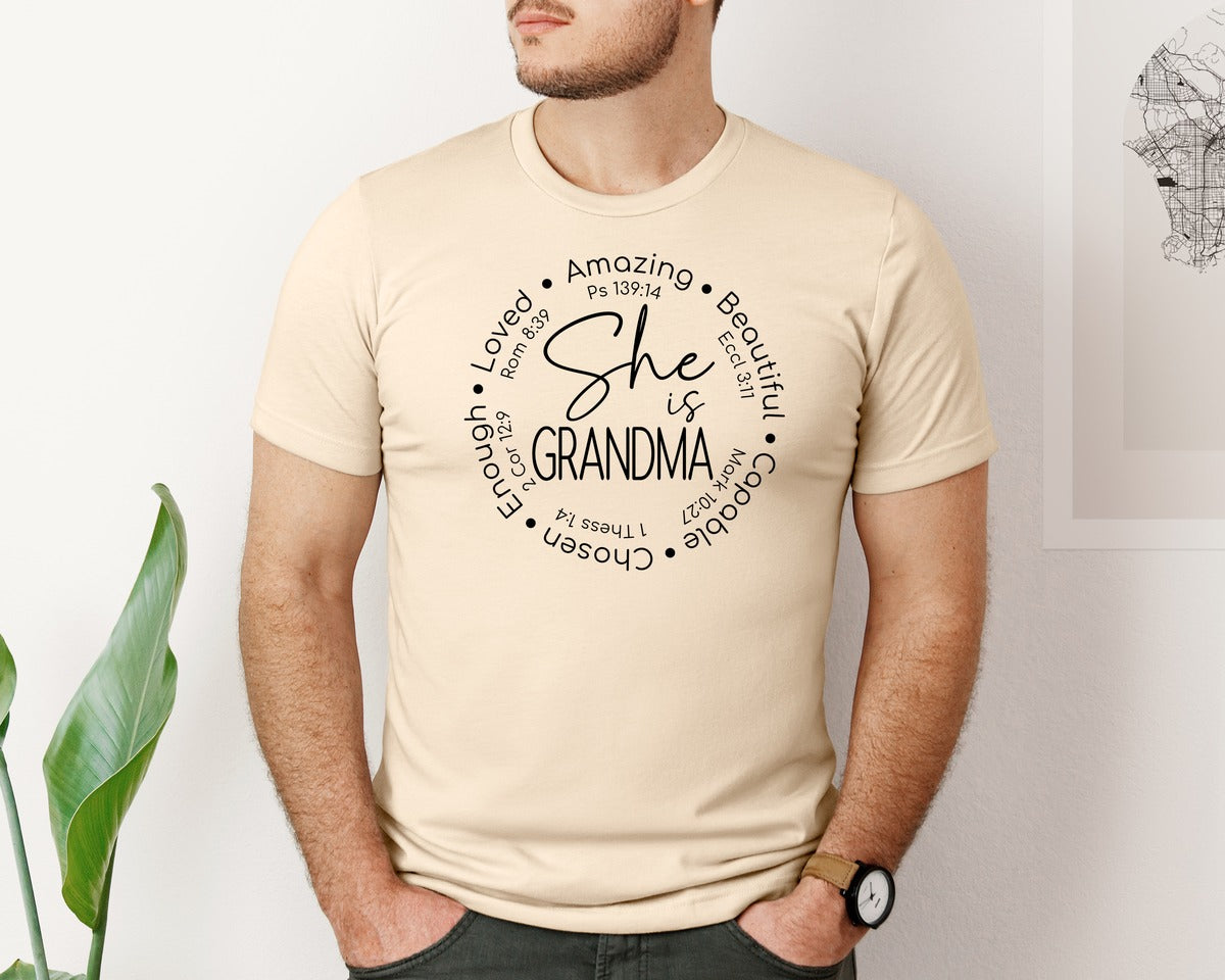 brand:Bella Canvas|color:Soft Cream|She Is Mom Mama Nana Mimi Gigi Grandma Graphic T-Shirt
