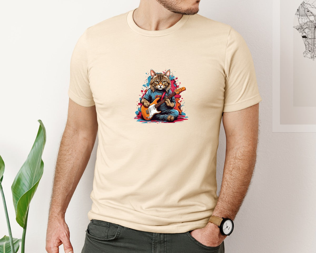 brand:Bella Canvas|color:Soft Cream|Watercolor Cat T Shirt For Women Cat 4 Graphic T-Shirt