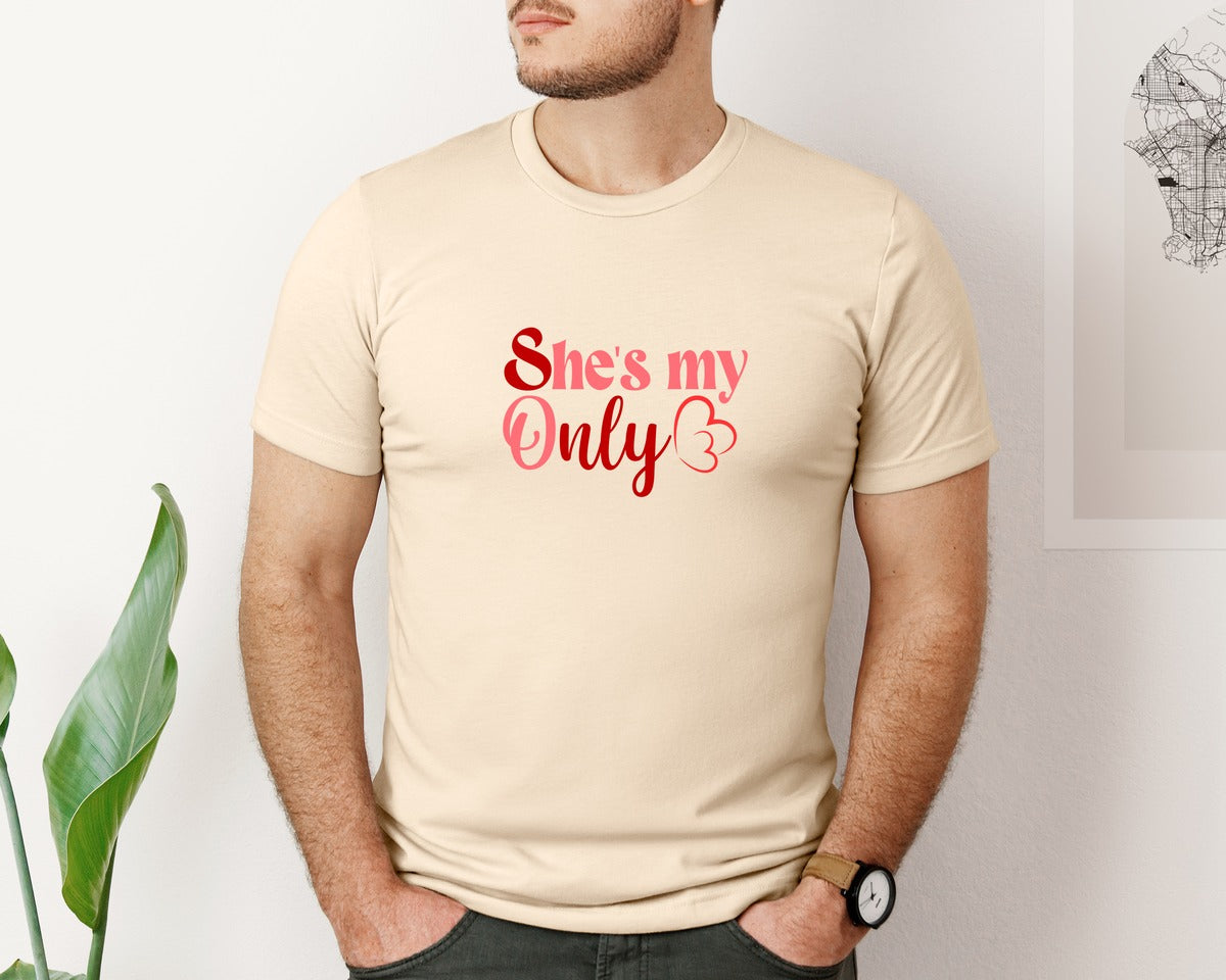 brand:Bella Canvas|color:Soft Cream|Couple Valentine Pregnancy Announcement Graphic T-Shirt