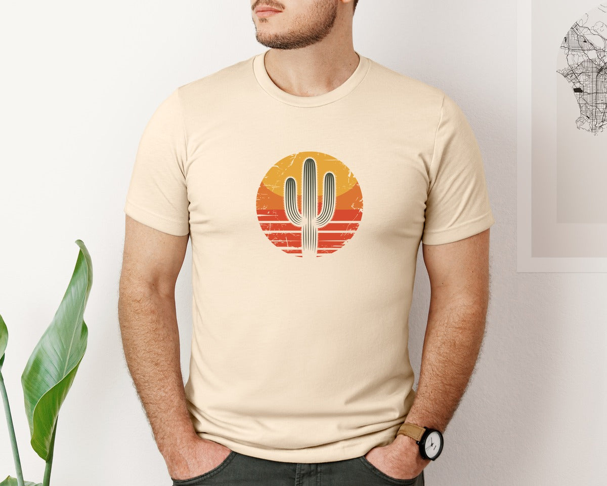 brand:Bella Canvas|color:Soft Cream|Vintage Cactus Illustration Wild West Graphic T-Shirt