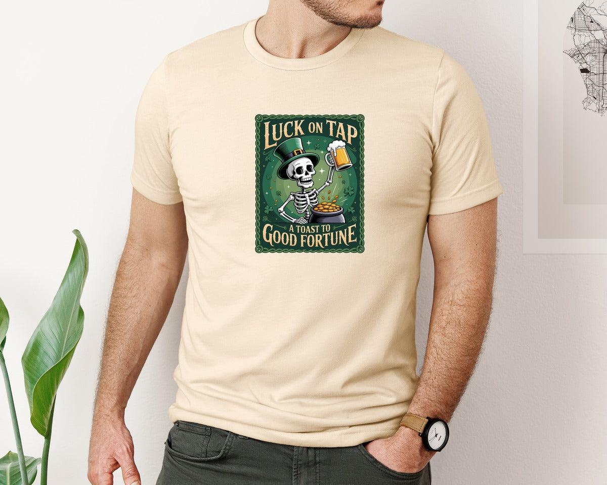 brand:Bella Canvas|color:Soft Cream|Skeleton St Patricks Day Graphic T-Shirt