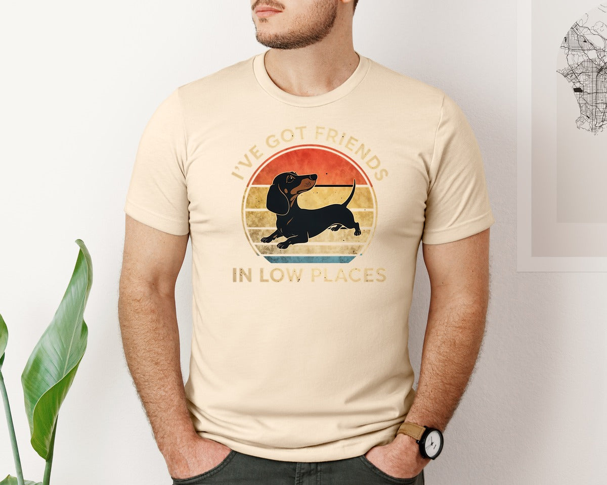 brand:Bella Canvas|color:Soft Cream|Dachshund Ive Got Friends In Low Places 2 Graphic T-Shirt