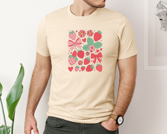 Boho Strawberry Coquette Summer 4 Graphic T-Shirt