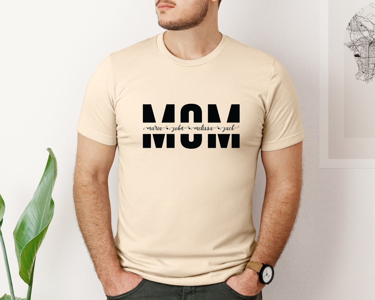 brand:Bella Canvas|color:Soft Cream|Custom Mom Sweatshirt Mom Graphic T-Shirt