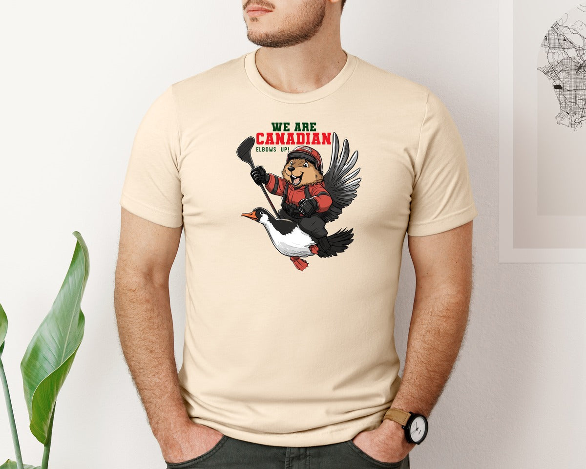 brand:Bella Canvas|color:Soft Cream|We Are Canada Elbows Up Graphic T-Shirt