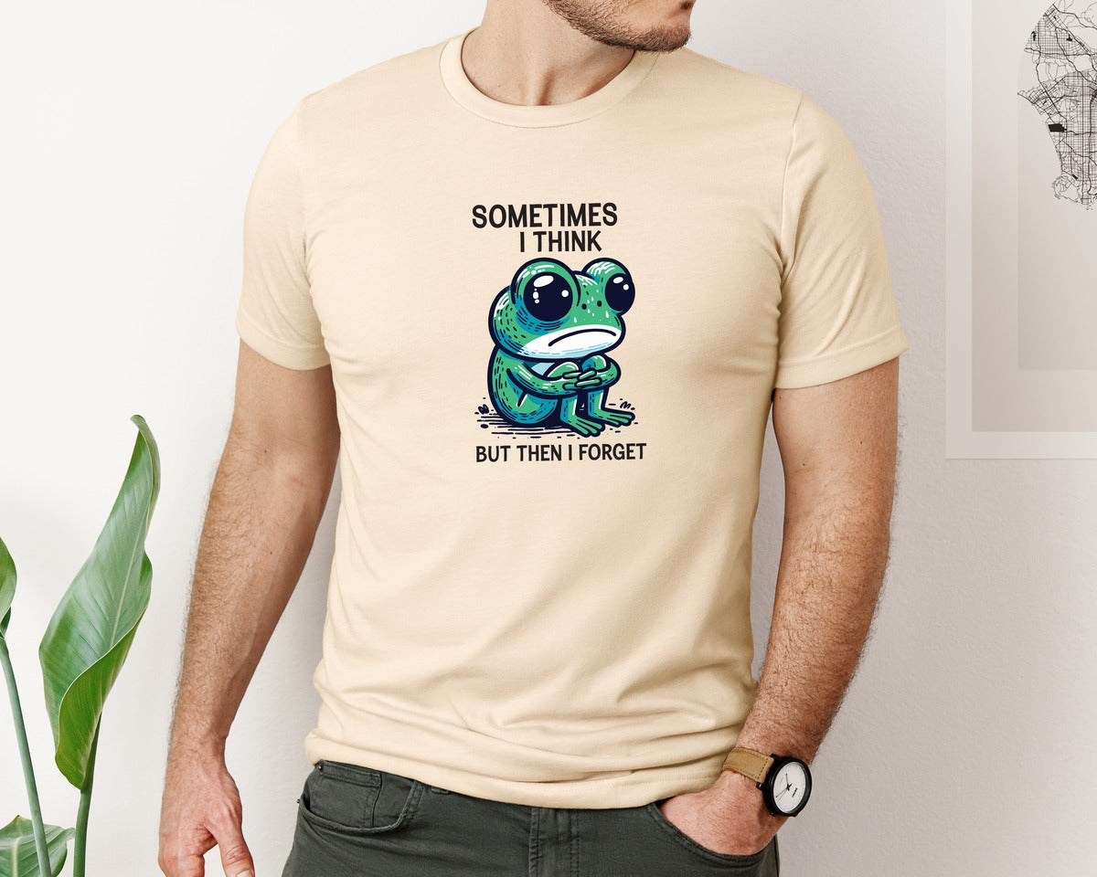 brand:Bella Canvas|color:Soft Cream|Sometimes I Think But Then I Forget Graphic T-Shirt