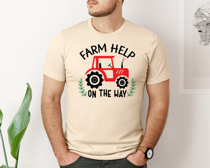 brand:Bella Canvas|color:Soft Cream|Farm Help On The Way Farmer Baby Graphic T-Shirt