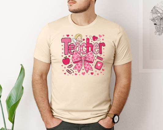 Teacher Valentine Coquette Graphic T-Shirt