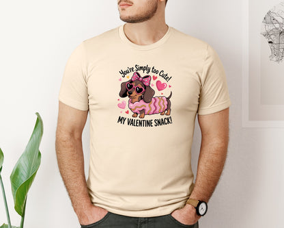 brand:Bella Canvas|color:Soft Cream|Funny Valentine Dachshund Valentine Graphic T-Shirt