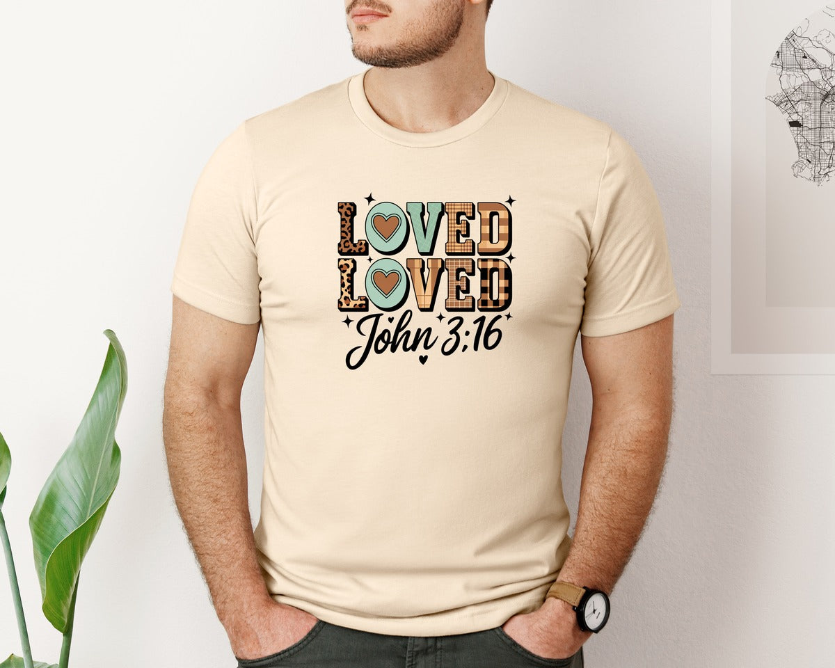 brand:Bella Canvas|color:Soft Cream|Loved John 316 So Very Loved Graphic T-Shirt