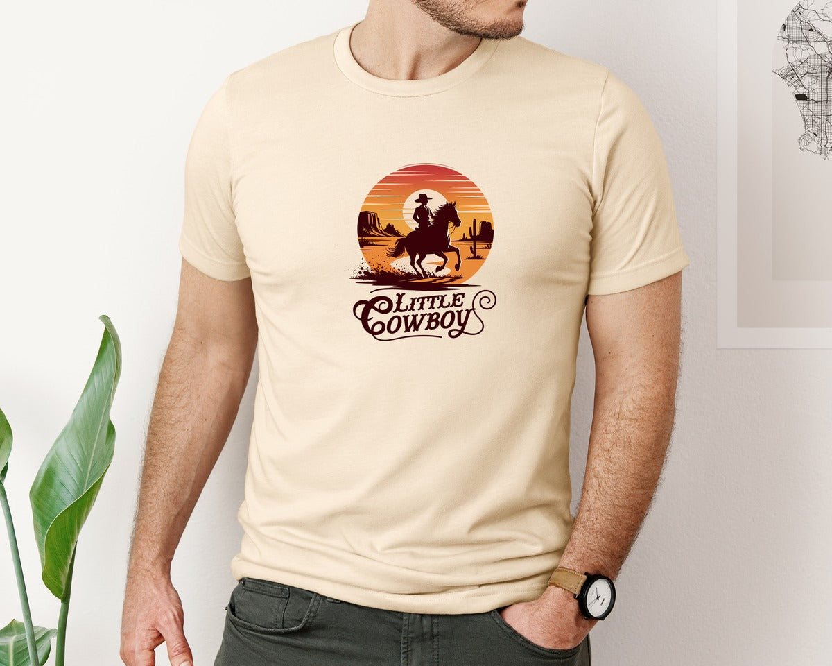 brand:Bella Canvas|color:Soft Cream|Little Cowboy Western Horse Riding 3 Graphic T-Shirt