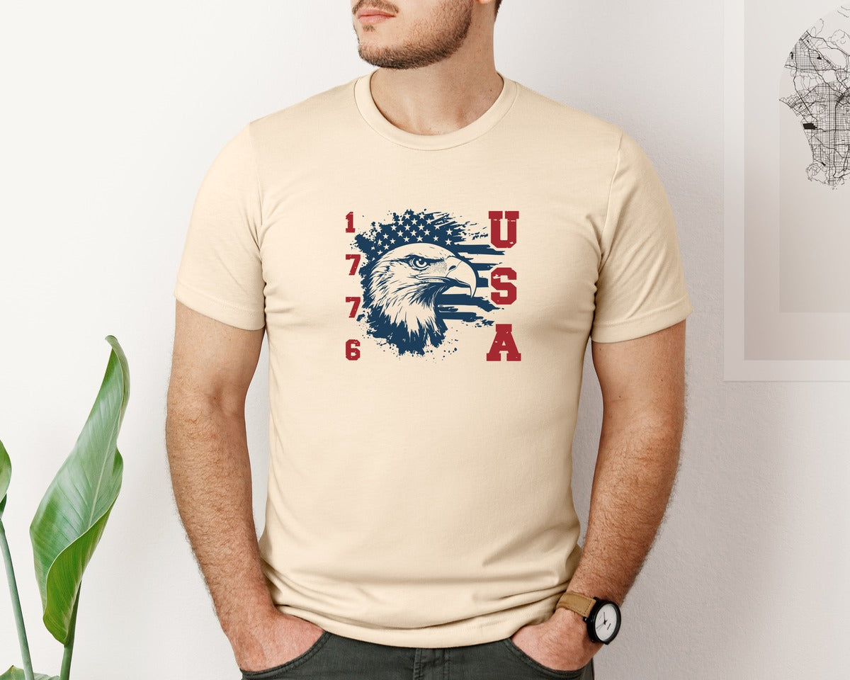 brand:Bella Canvas|color:Soft Cream|1776 Usa Classic Patriotic T Shirt Graphic T-Shirt