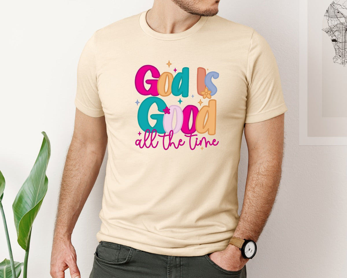 brand:Bella Canvas|color:Soft Cream|God Is Good All The Time Pngjesus Quote Graphic T-Shirt